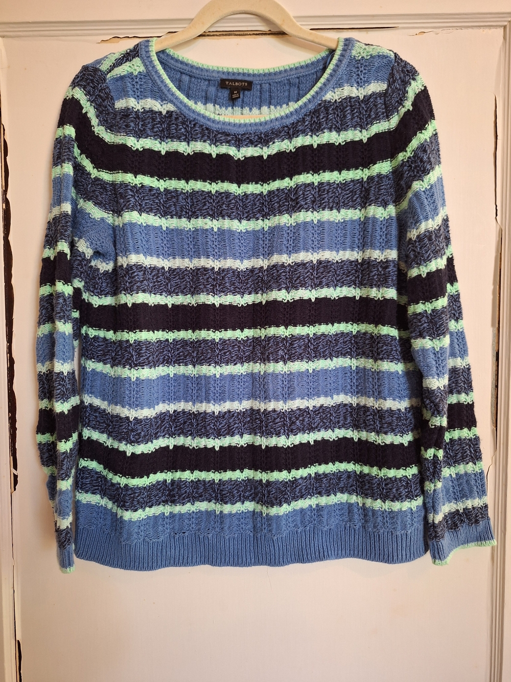Talbots Striped Knit Sweater - Blue, Navy & Mint